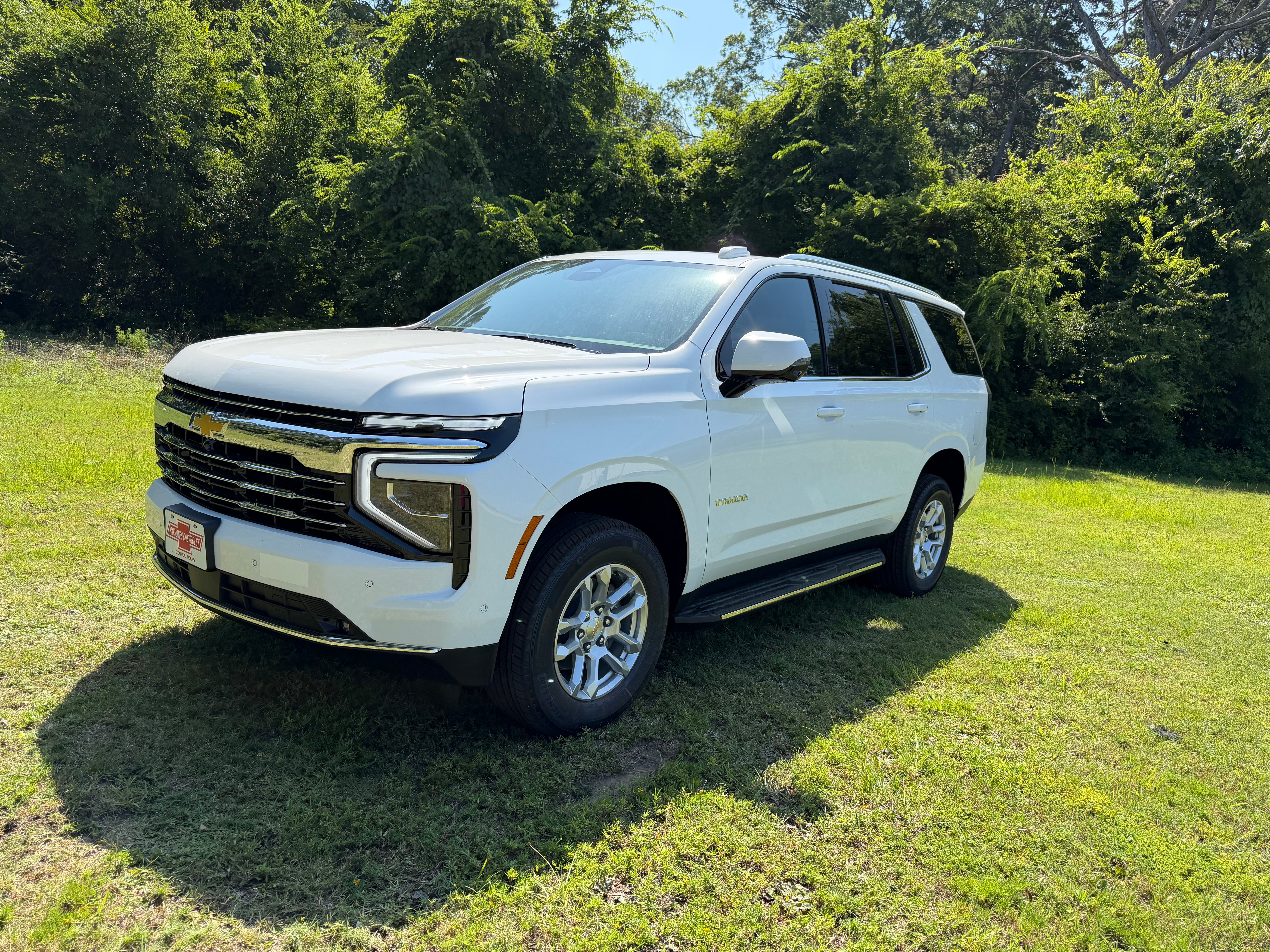 2026 Chevrolet Tahoe LT in Summit White — front three-quarter view